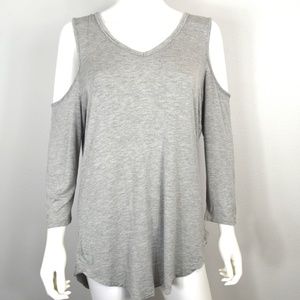 Bobbie Brooks Grey Cold Shoulder Top